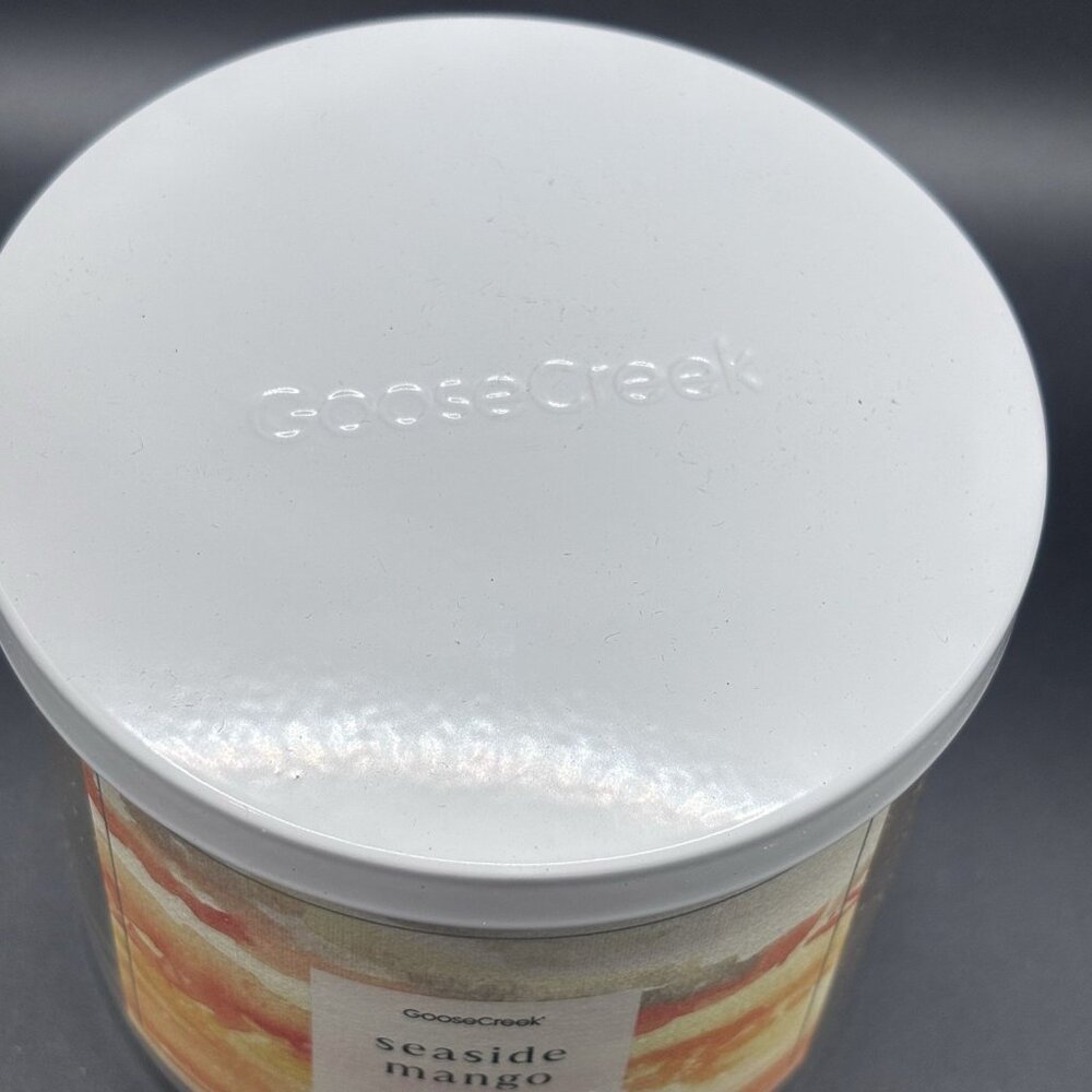 Goose Creek Seaside Mango 3 Wick 14.5 oz Jar Candle Lid Tropical Fruity Beach - Picture 2 of 11
